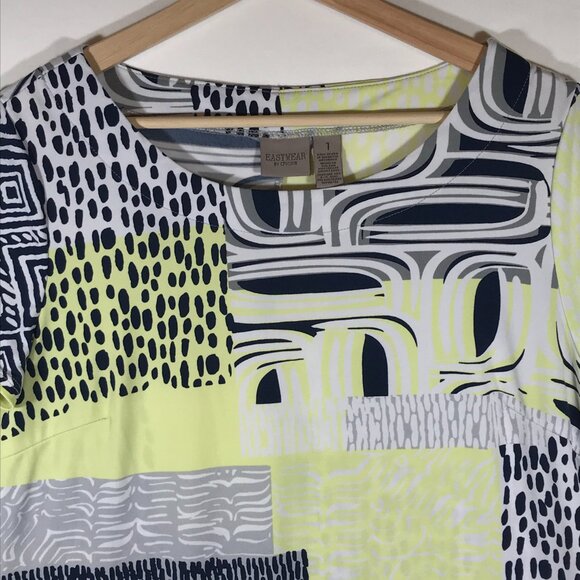 Easy Wear By Chico's Women's 1 Yellow Short Sleeve Dress - Picture 2 of 9